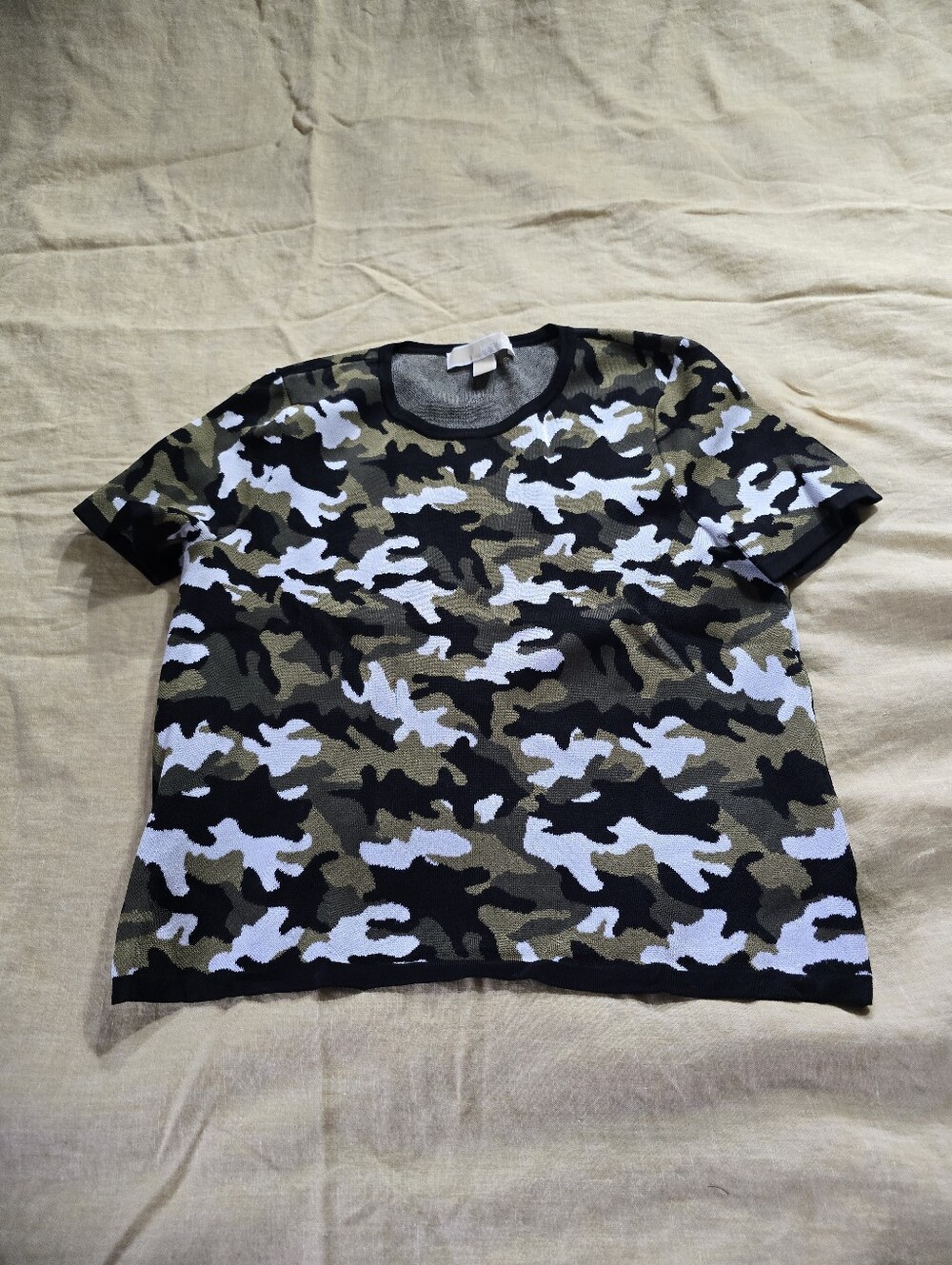 Women’s Michael Kors Stretch Viscose Jacquard Camo T-Shirt Size Small